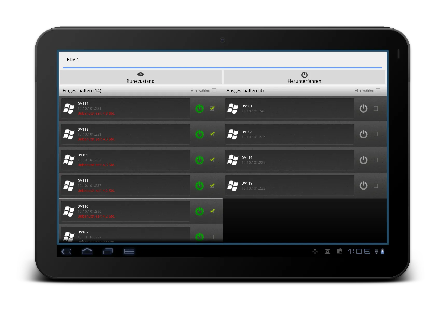Management interface for remote computers