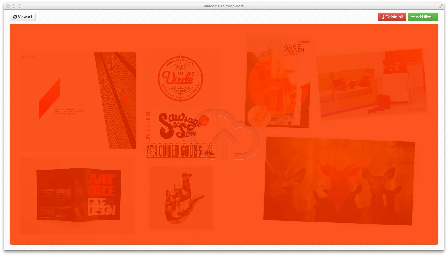 Orange background color as hint that the canvas is dropable